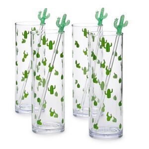 The Cellar Southwest Acrylic Cactus Tom Collins Set of 3